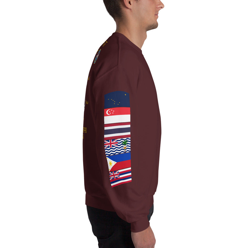 USS Hewitt (DD-966) 1989-90 Cruise Sweatshirt - FLAGS ON SLEEVE – maroon