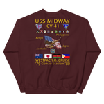 USS Midway (CV-41) 1979-80 Cruise Sweatshirt with Persian Gulf Yacht Club – maroon