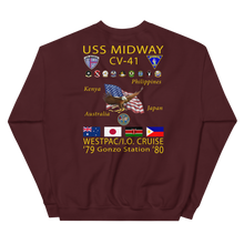 Load image into Gallery viewer, USS Midway (CV-41) 1979-80 Cruise Sweatshirt with Persian Gulf Yacht Club