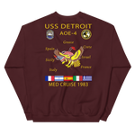 USS Detroit (AOE-4) 1983 Med Cruise Sweatshirt – back view, maroon