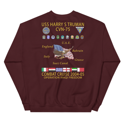 USS Harry S. Truman (CVN-75) 2004-05 Cruise Sweatshirt – back view, maroon