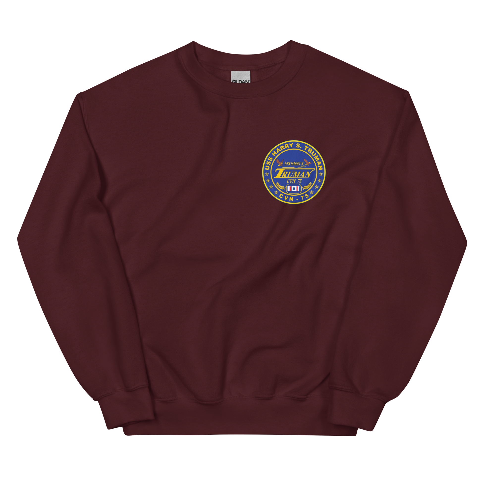 USS Harry S. Truman (CVN-75) 2004-05 Cruise Sweatshirt – front view, maroon