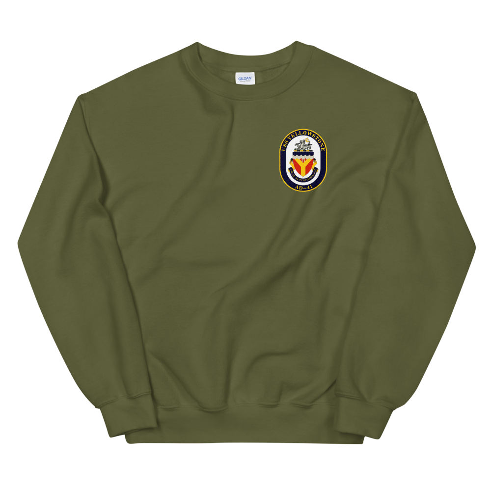USS Yellowstone (AD-41) 1990-91 ODS/S Cruise Sweatshirt – front view, military green