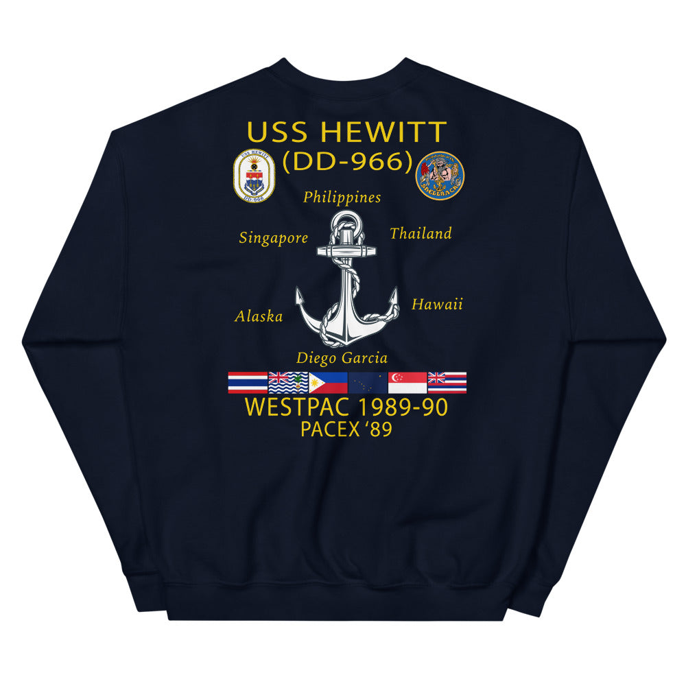 USS Hewitt (DD-966) 1989-90 Cruise Sweatshirt – navy