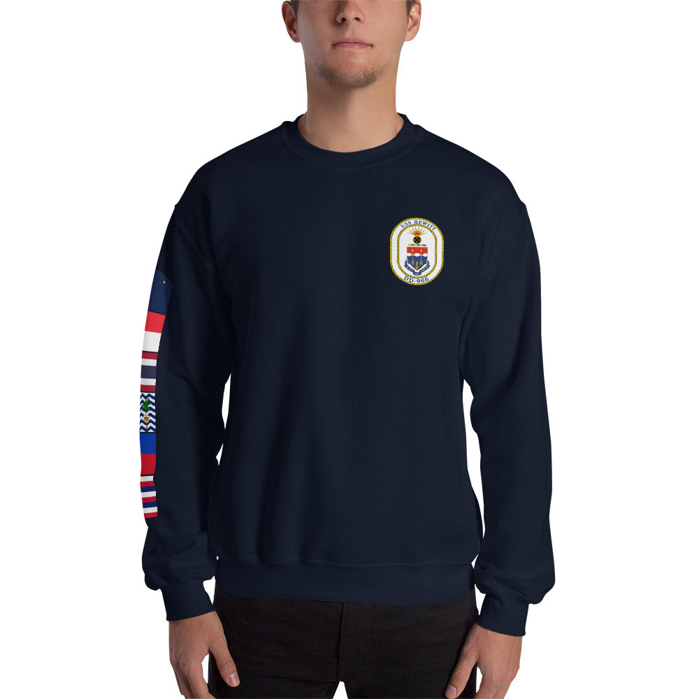 USS Hewitt (DD-966) 1989-90 Cruise Sweatshirt - FLAGS ON SLEEVE – navy