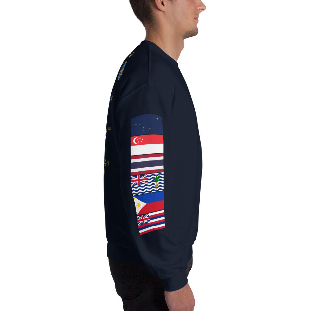 USS Hewitt (DD-966) 1989-90 Cruise Sweatshirt - FLAGS ON SLEEVE – navy