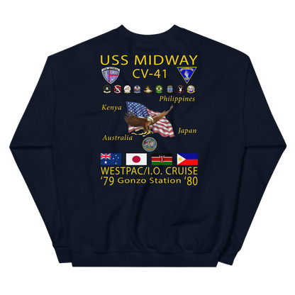 USS Midway (CV-41) 1979-80 Cruise Sweatshirt with Persian Gulf Yacht Club – navy
