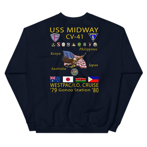USS Midway (CV-41) 1979-80 Cruise Sweatshirt with Persian Gulf Yacht Club