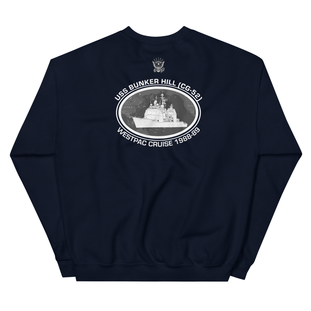 USS Bunker Hill (CG-52) 1988-89 Deployment Sweatshirt – back view, navy