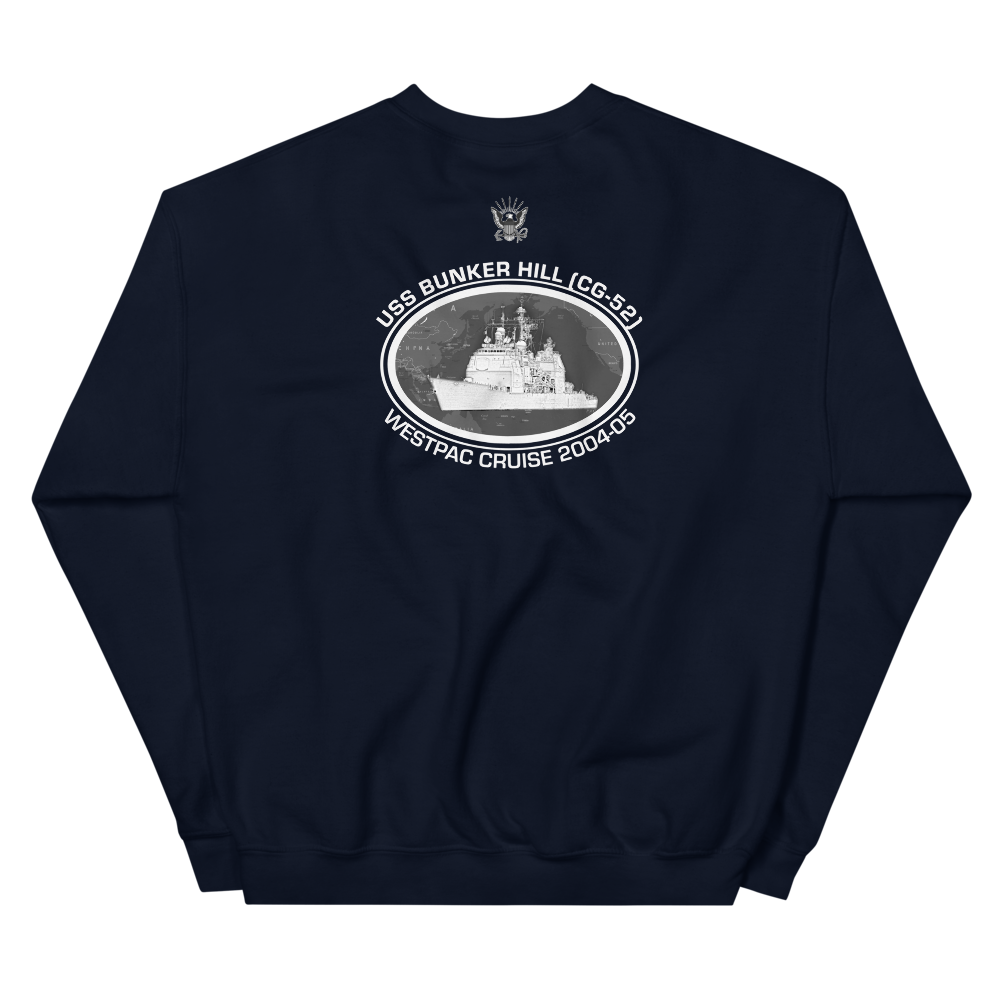 USS Bunker Hill (CG-52) 2004-05 Deployment Sweatshirt – back view, navy