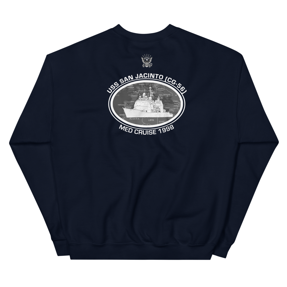 USS San Jacinto (CG-56) 1998 Deployment Sweatshirt – back view, navy