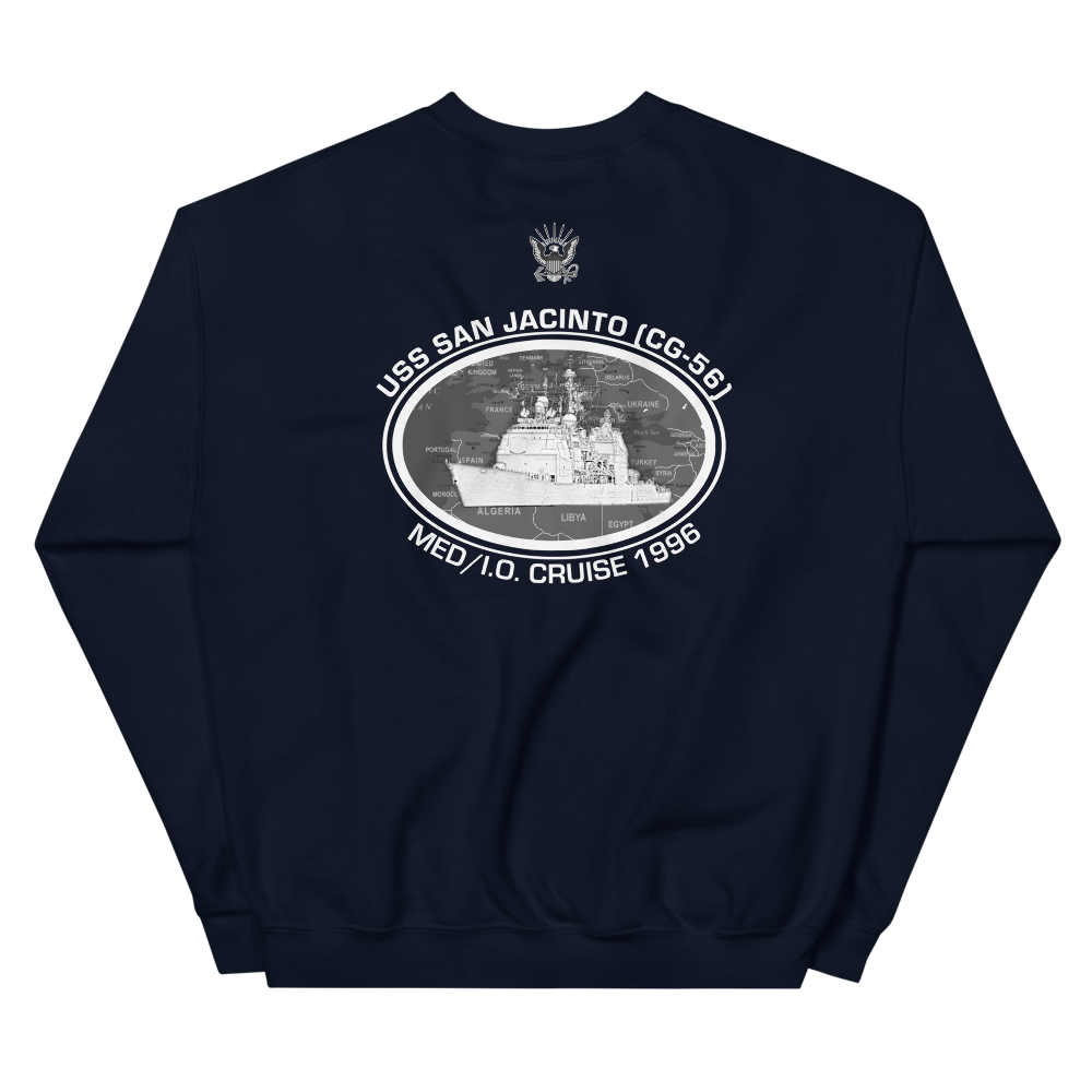 USS San Jacinto (CG-56) 1996 Deployment Sweatshirt – back view, navy