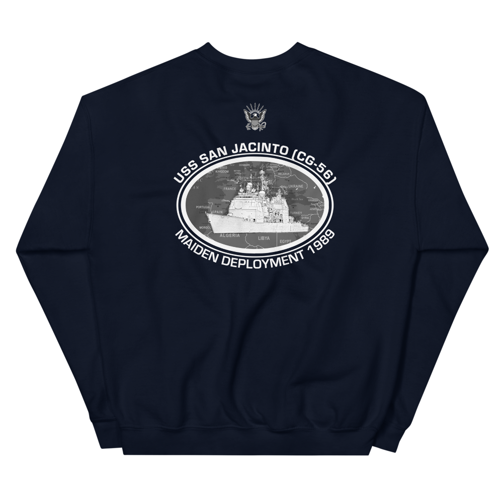 USS San Jacinto (CG-56) 1989 Deployment Sweatshirt – back view, navy