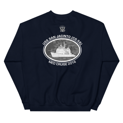 USS San Jacinto (CG-56) 2016 Deployment Sweatshirt – back view, navy
