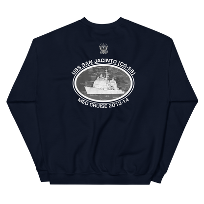 USS San Jacinto (CG-56) 2013-14 Deployment Sweatshirt – back view, navy