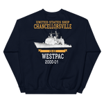 USS Chancellorsville (CG-62) 2000-01 WESTPAC Sweatshirt – back view, navy