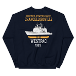 USS Chancellorsville (CG-62) 1993 WESTPAC Sweatshirt – back view, navy