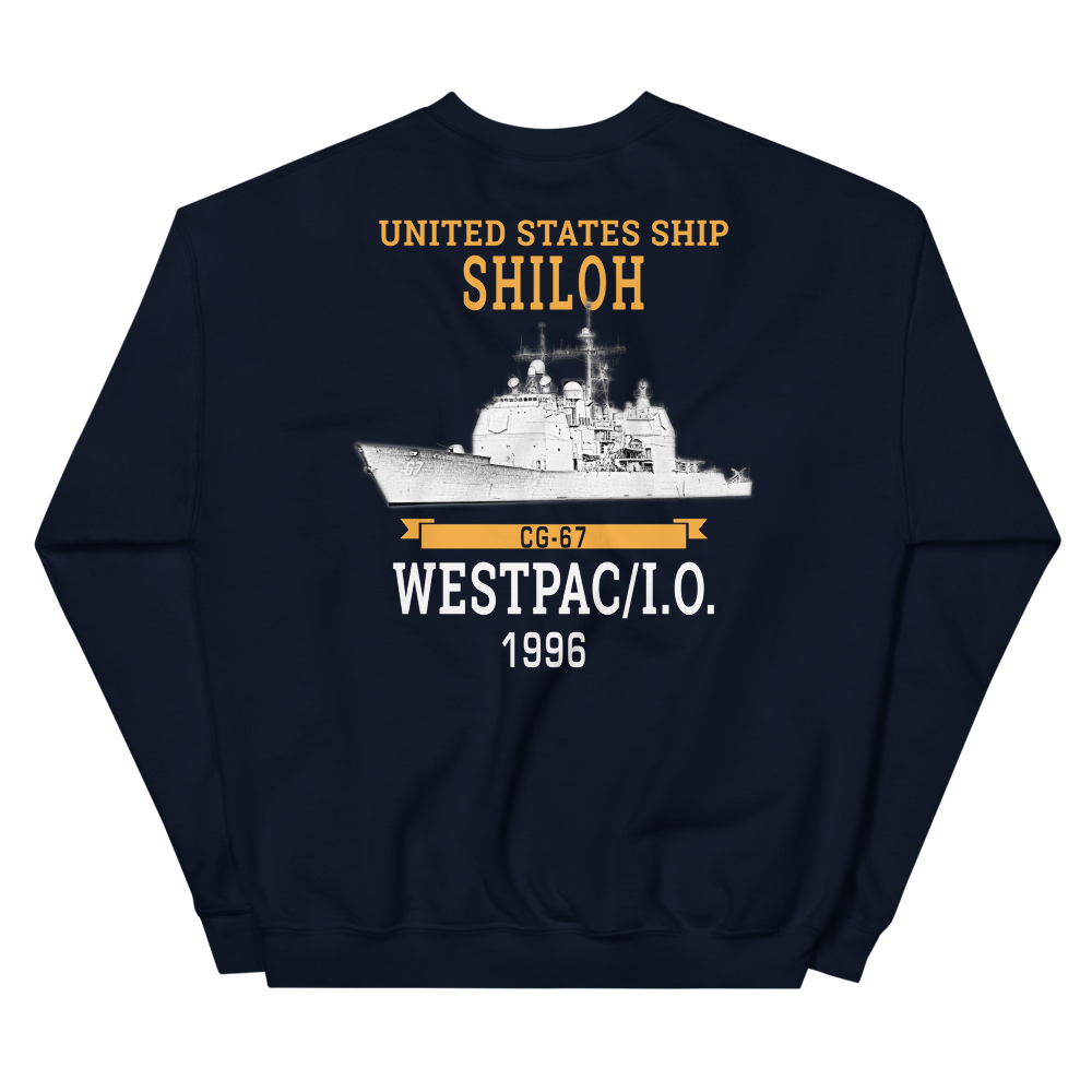 USS Shiloh (CG-67) 1996 WESTPAC/IO Sweatshirt – back view, navy