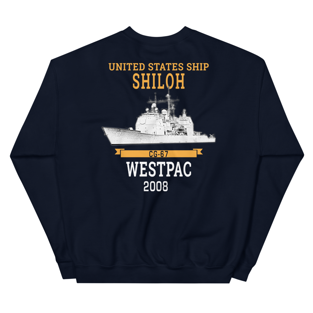 USS Shiloh (CG-67) 2008 WESTPAC Sweatshirt – back view, navy