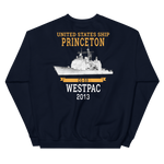 USS Princeton (CG-59) 2013 WESTPAC Sweatshirt – back view, navy
