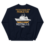 USS Princeton (CG-59) 1995 WESTPAC/IO Unisex Sweatshirt – back view, navy