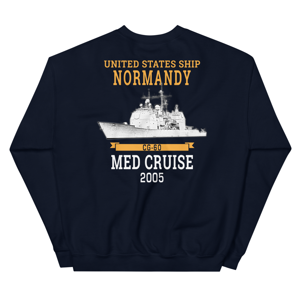 USS Normandy (CG-60) 2005 MED Unisex Sweatshirt – back view, navy