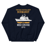 USS Normandy (CG-60) 2018 MED Unisex Sweatshirt – back view, navy