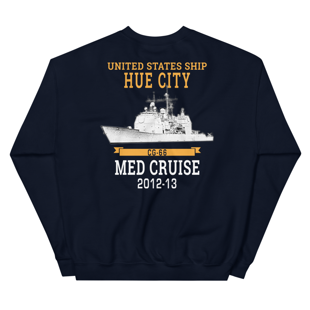 USS Hue City (CG-66) 2012-13 MED Unisex Sweatshirt – back view, navy