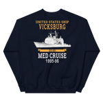 USS Vicksburg (CG-69) 1995-96 MED Unisex Sweatshirt – back view, navy