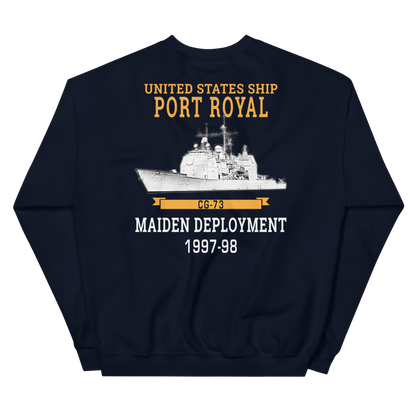 USS Port Royal (CG-73) 1997-98 Maiden Deployment Unisex Sweatshirt – back view, navy