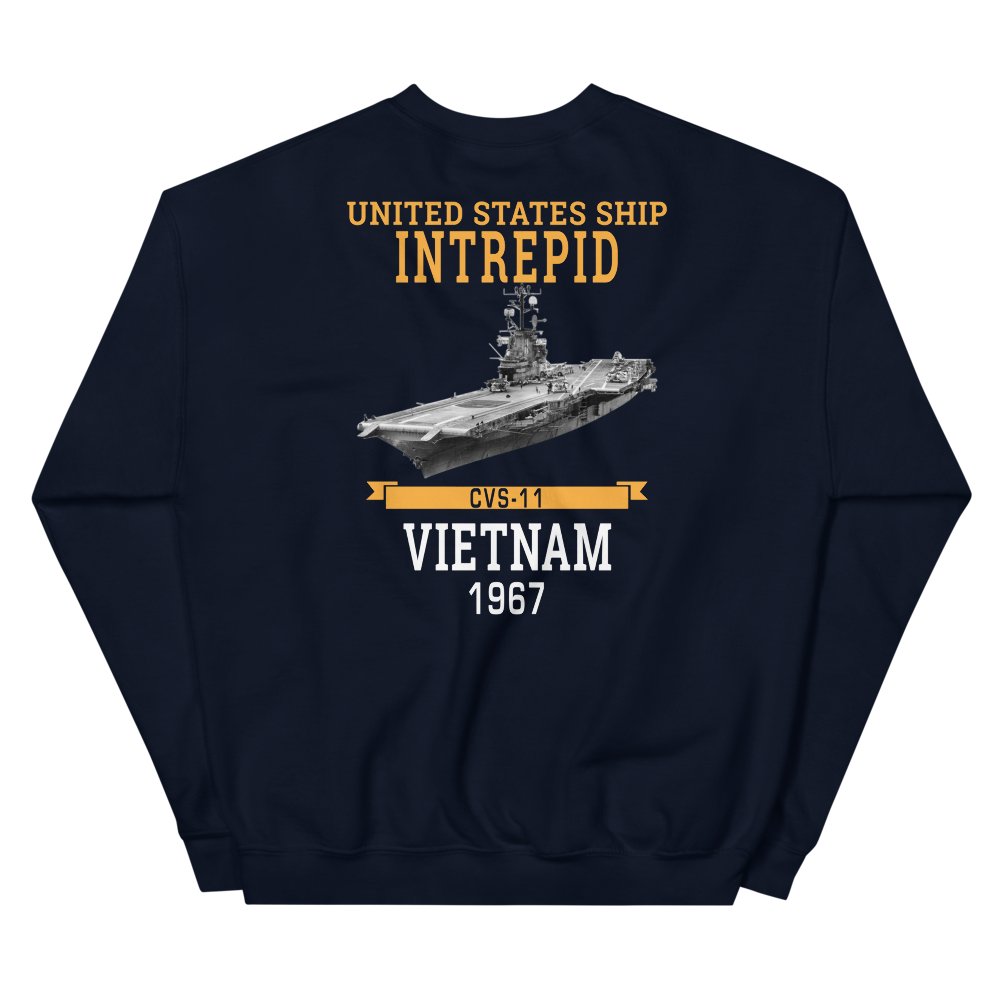USS Intrepid (CVS-11) 1967 Vietnam Sweatshirt – back view, navy