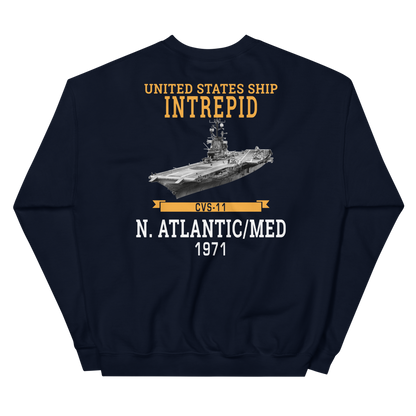 USS Intrepid (CVS-11) 1971 N.Atlantic/MED Sweatshirt – back view, navy