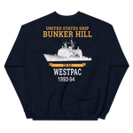 USS Bunker Hill (CG-52) 1993-94 WESTPAC Unisex Sweatshirt – back view, navy