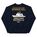 USS Bunker Hill (CG-52) 1992 WESTPAC/IO Unisex Sweatshirt – back view, navy
