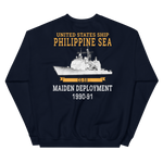 USS Philippine Sea (CG-58) 1990-91 Unisex Sweatshirt – back view, navy