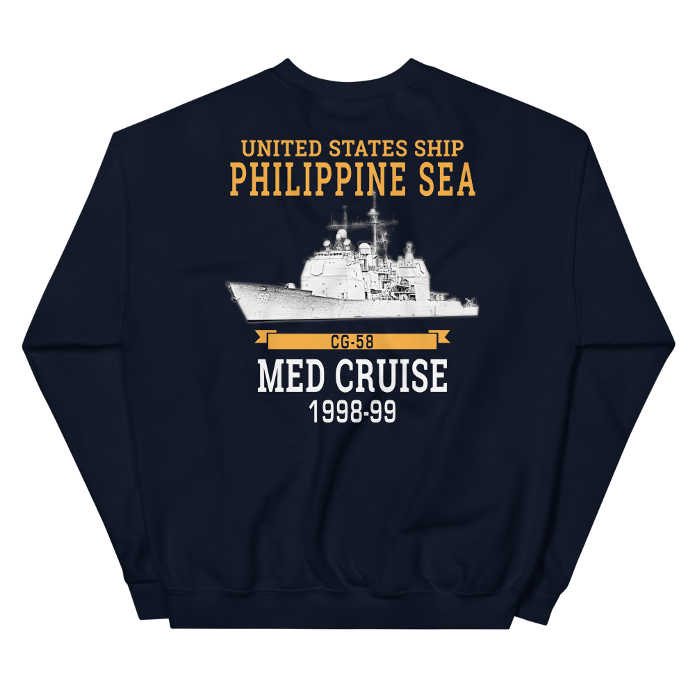 USS Philippine Sea (CG-58) 1998-99 Unisex Sweatshirt – back view, navy