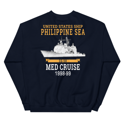 USS Philippine Sea (CG-58) 1998-99 Unisex Sweatshirt – back view, navy