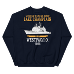 USS Lake Champlain (CG-57) 1995 Unisex Sweatshirt – back view, navy