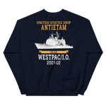 USS Antietam (CG-54) 2001-02 Deployment Sweatshirt – back view, navy