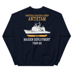 USS Antietam (CG-54) 1988-89 Maiden Deployment Sweatshirt – back view, navy
