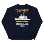 USS Monterey (CG-61) 1993-94 Unisex Sweatshirt – back view, navy