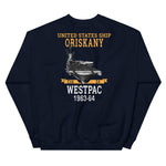 USS Oriskany (CVA-34) 1963-64 WESTPAC Unisex Sweatshirt – back view, navy