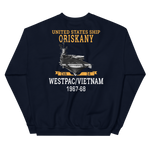 USS Oriskany (CVA-34) 1967-68 WESTPAC/VIETNAM Unisex Sweatshirt – back view, navy
