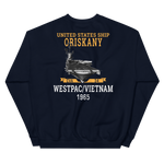 USS Oriskany (CVA-34) 1965 WESTPAC/VIETNAM Unisex Sweatshirt – back view, navy