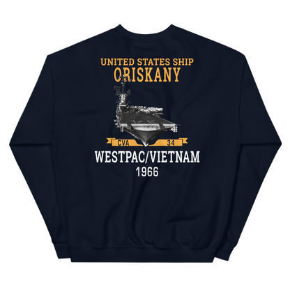 USS Oriskany (CVA-34) 1966 WESTPAC/VIETNAM Unisex Sweatshirt – back view, navy