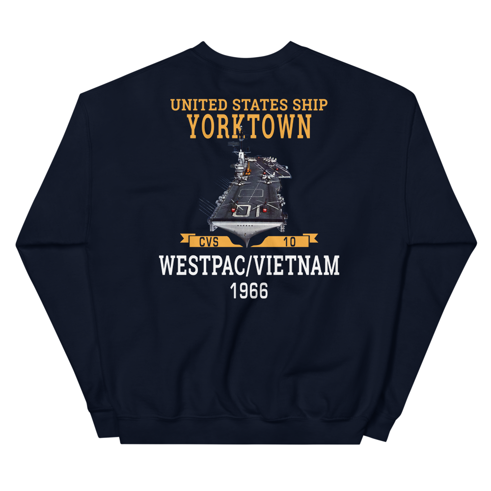 USS Yorktown (CVS-10) 1966 WESTPAC/VIETNAM Unisex Sweatshirt – back view, navy