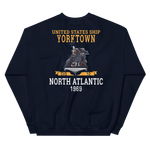USS Yorktown (CVS-10) 1969 NORTH ATLANTIC Unisex Sweatshirt – back view, navy