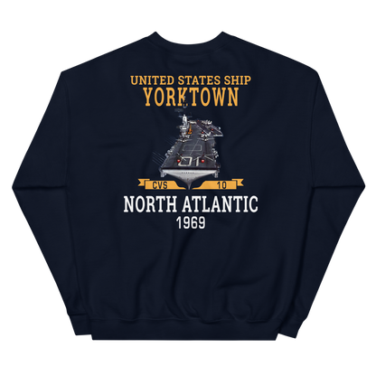 USS Yorktown (CVS-10) 1969 NORTH ATLANTIC Unisex Sweatshirt – back view, navy