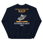 USS Wasp (CVS-18) 1960 S. ATLANTIC Unisex Sweatshirt – back view, navy