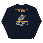 USS Wasp (CVS-18) 1961 MED Unisex Sweatshirt – back view, navy